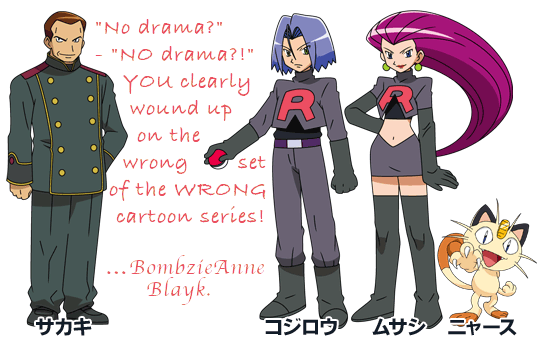 ./2022-03-24 - CARTOON - Team Rocket in Black and Red with Meowth and Boss - Team_Rocket_BW - Jessie and James with Mister Big - labeled by bonze blayk.png